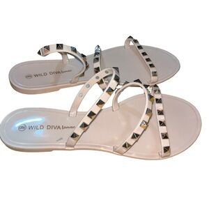 Wild Diva Lounge Open Toe Jelly Slide Sandals, Pink, Size 9, NWOT